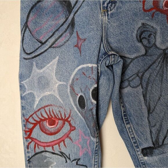 Vintage custom graffiti jeans anime neon genesis evangelion lee riders 12 - Picture 5 of 12
